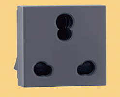 IndoAsian Make Shynora 6/16A socket 2 Module Grey Color