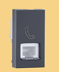 IndoAsian Make Shynora Tel socket (With Shutter) 1 Module Grey Color 